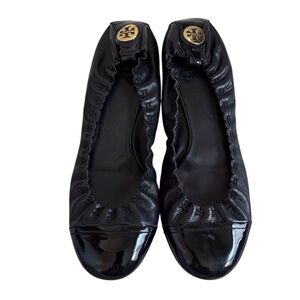 Tory Burch Black Abbey Ballet Flat Neutral Preppy Closet Staple Classic SIZE ??